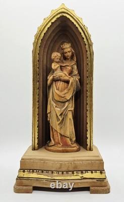 10 ANRI Reuge Madonna & Child Altar Shrine Music Box Italy Silent Night Works