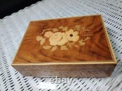 121 ANTIQUE ITALIAN TIGERWOOD Reuge'TRY TO REMEMBER' Music Jewelry Box