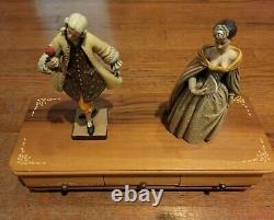 1950s Vintage Anri Victorian Couple Reuge 36 Note Music Box Italian & Swiss Made