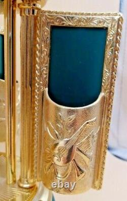 1960s Italy REUGE Ballerina Music BoxLipstick HolderHunter Green/Gold Leaf