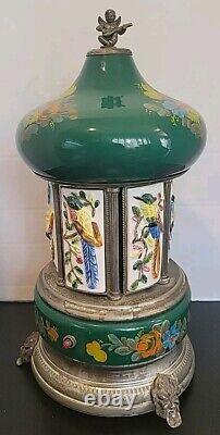 1960s Reuge Blue Lipstick / Cigarette Musical Carousel Swiss Music Box