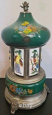 1960s Reuge Blue Lipstick / Cigarette Musical Carousel Swiss Music Box