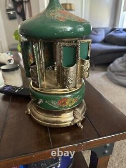 1960s Reuge Green Lipstick Cigarette Musical Carousel Swiss Music Box Mint Works