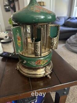 1960s Reuge Green Lipstick Cigarette Musical Carousel Swiss Music Box Mint Works