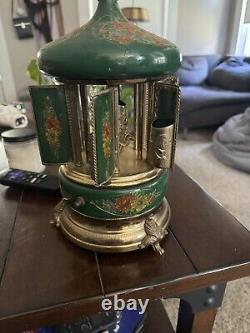 1960s Reuge Green Lipstick Cigarette Musical Carousel Swiss Music Box Mint Works