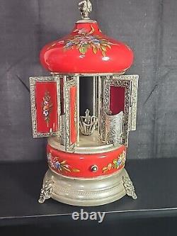 1960s Reuge Red Lipstick / Cigarette Musical Carousel Swiss Music Box Mint WORKS