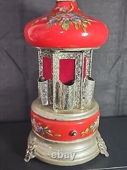 1960s Reuge Red Lipstick / Cigarette Musical Carousel Swiss Music Box Mint WORKS