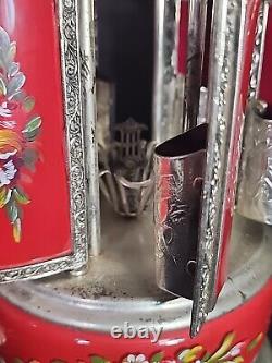 1960s Reuge Red Lipstick / Cigarette Musical Carousel Swiss Music Box Mint WORKS