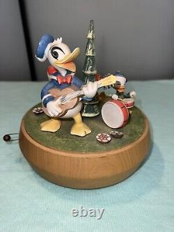 1971 Anri Walt Disney Reuge Music Box Donald Duck, Hewey, Duey and Louie WORKS