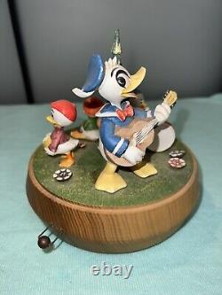 1971 Anri Walt Disney Reuge Music Box Donald Duck, Hewey, Duey and Louie WORKS