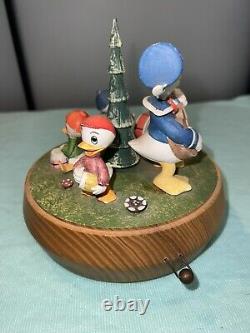 1971 Anri Walt Disney Reuge Music Box Donald Duck, Hewey, Duey and Louie WORKS