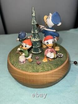 1971 Anri Walt Disney Reuge Music Box Donald Duck, Hewey, Duey and Louie WORKS