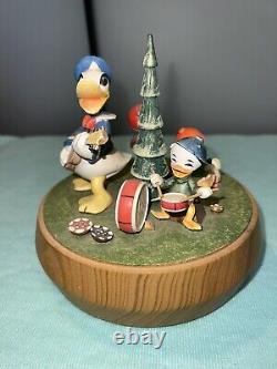 1971 Anri Walt Disney Reuge Music Box Donald Duck, Hewey, Duey and Louie WORKS