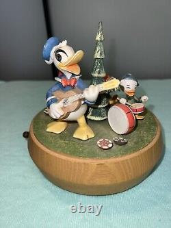 1971 Anri Walt Disney Reuge Music Box Donald Duck, Hewey, Duey and Louie WORKS