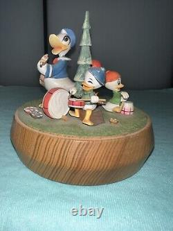 1971 Anri Walt Disney Reuge Music Box Donald Duck, Hewey, Duey and Louie WORKS