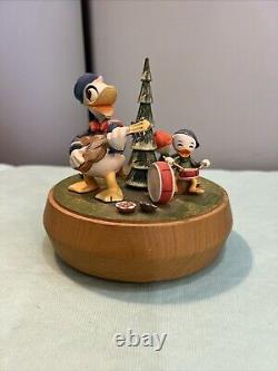 1971 Anri Walt Disney Reuge Music Box Donald Duck, Hewey, Duey and Louie WORKS