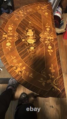 2 Vintage Italian Half Moon Tables Large With Compartment & Reuge Music Box