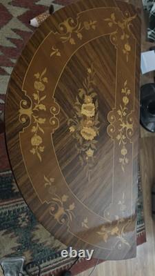 2 Vintage Italian Half Moon Tables Large With Compartment & Reuge Music Box