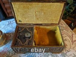 3 Vintage Gilt Metal Cherub Brass Jewelery Music Box Musical Case Napier Reuge