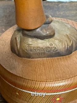 ANRI Wooden Carving Pair Music Box with Reuge Movement Made in Italy