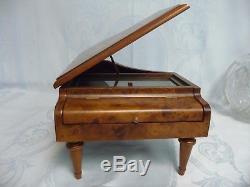 Amazing Grand Piano Jewelry Music Box By Reuge, Plays 3 Songs, Inlaid Design