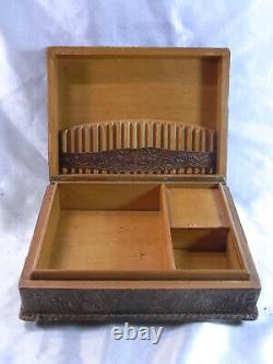 Ancienne Boite A Musique Reuge Coffret Cave A Cigare Cigarette Cuir Musical Box