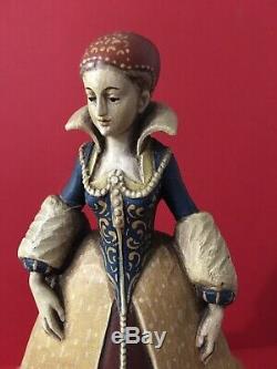 Anri Hand Carved Wood Reuge Swiss Musical Movement Music Box Queen Figure RARE