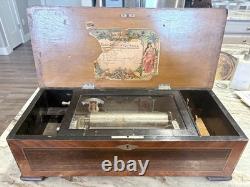 Antique 1800's Reuge Swiss Music Cylinder Box. 6 Airs