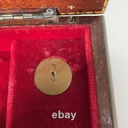 Antique Engraved Music Decorative Wooden Box With Key Pre-owned