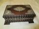 Antique Jacarda carved wood & silver Reuge Music Box with Key