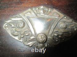 Antique Jacarda carved wood & silver Reuge Music Box with Key