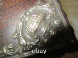 Antique Jacarda carved wood & silver Reuge Music Box with Key