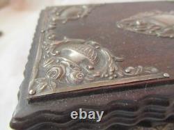 Antique Jacarda carved wood & silver Reuge Music Box with Key