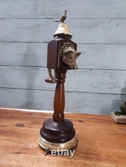 Antique REUGE Music Box Pepper Mill Type Hunting Boar Head Swiss Made Works