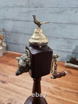 Antique REUGE Music Box Pepper Mill Type Hunting Boar Head Swiss Made Works
