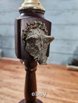 Antique REUGE Music Box Pepper Mill Type Hunting Boar Head Swiss Made Works