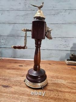 Antique REUGE Music Box Pepper Mill Type Hunting Boar Head Swiss Made Works