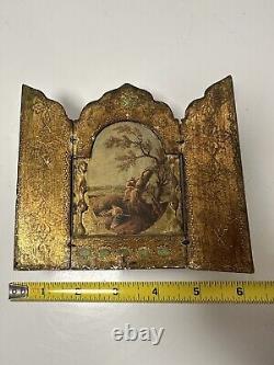 Antique REUGE Swiss MUSIC BOX Wood Picture Frame Vtg