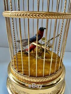 Antique Reuge Automaton 2 Songbirds in Gilt Cage Music Box Rare Exquisite