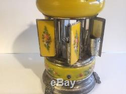 Antique Reuge Carousel Cigarette Lipstick Dispenser Swiss Music Box WORKS
