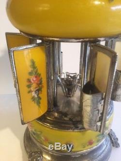 Antique Reuge Carousel Cigarette Lipstick Dispenser Swiss Music Box WORKS