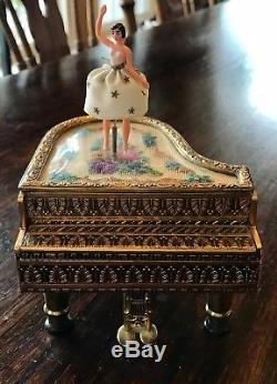 Antique Reuge Dancing Ballerina With Gold Filligree Piano Made In Austria