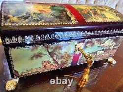 Antique Reuge Jewlery box / Music Box made in Italy Gilded 22 Karat Gold has Key