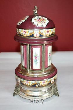Antique Reuge Made in Italy spinning cigarette/ Lipstick carousel Music Box