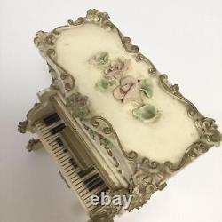 Antique Reuge Music Box Piano Flower Rose decoration