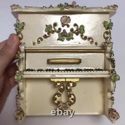 Antique Reuge Music Box Piano Flower Rose decoration