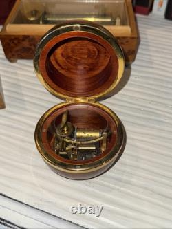 Antique Reuge Round Wooden Music Box Switzerland TILL The End