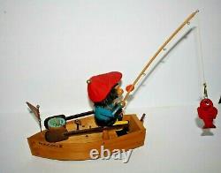 Antique Steinbach Reuge Moving Boat Fisherman Music Box Smoking Pipe Works