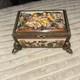 Antq Capodimonte Reuge Music Trinket Jewelry Box Porcln w Gold Metal Frame