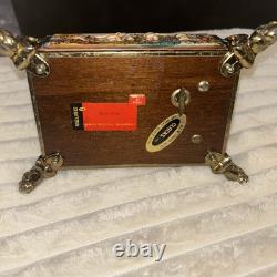 Antq Capodimonte Reuge Music Trinket Jewelry Box Porcln w Gold Metal Frame